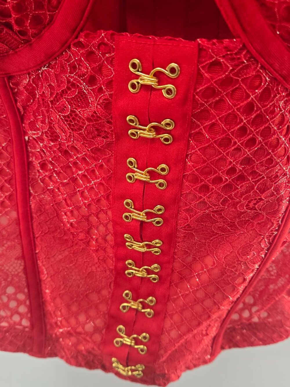 Cacique Lane Bryant Red Lace Corset Bustier Top Underwire Structured 44DDD NWOT - Picture 5 of 11